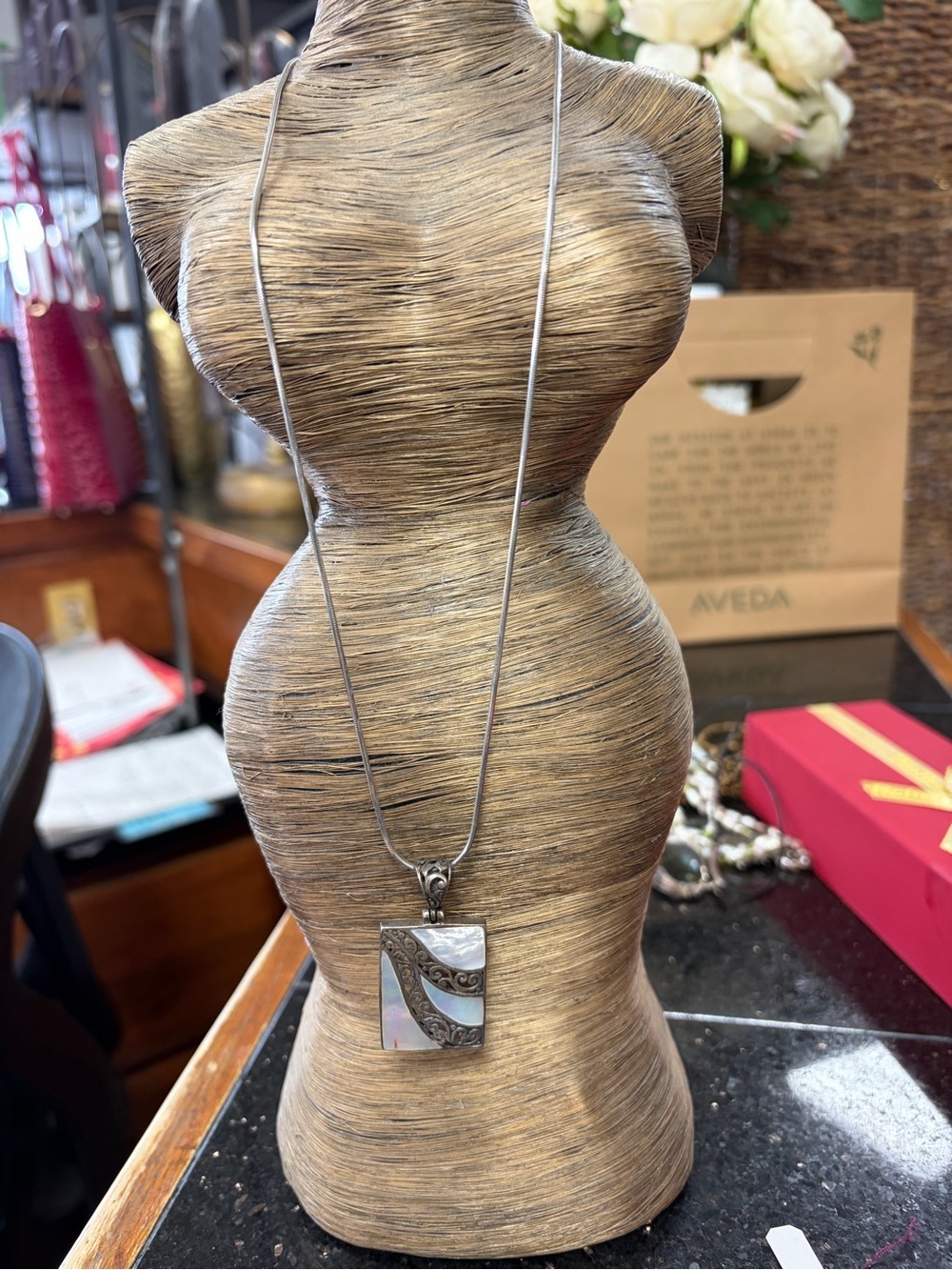 Sterling Silver Mother-of-Pearl Pendant Necklace - White